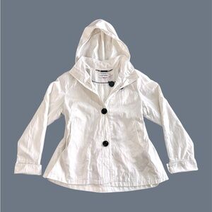 Hilary Radley NY Women’s Large Basic White Jacket Lined Raincoat Detachable Hood